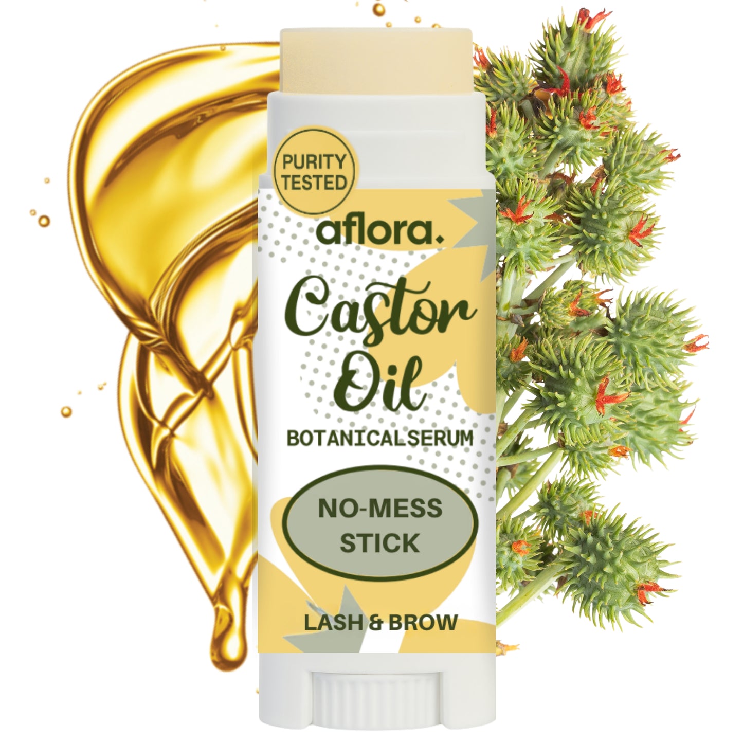 Aflora Castor Oil Botanical Stick for fuller, longer, and thicker lashes and brows.