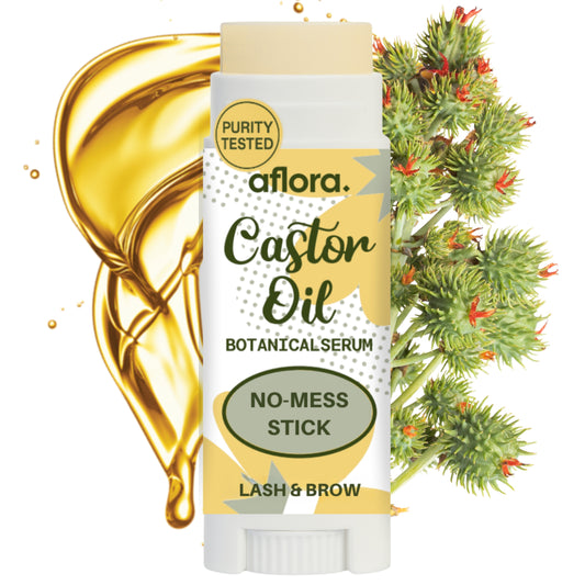 Aflora Castor Oil Botanical Stick for fuller, longer, and thicker lashes and brows.