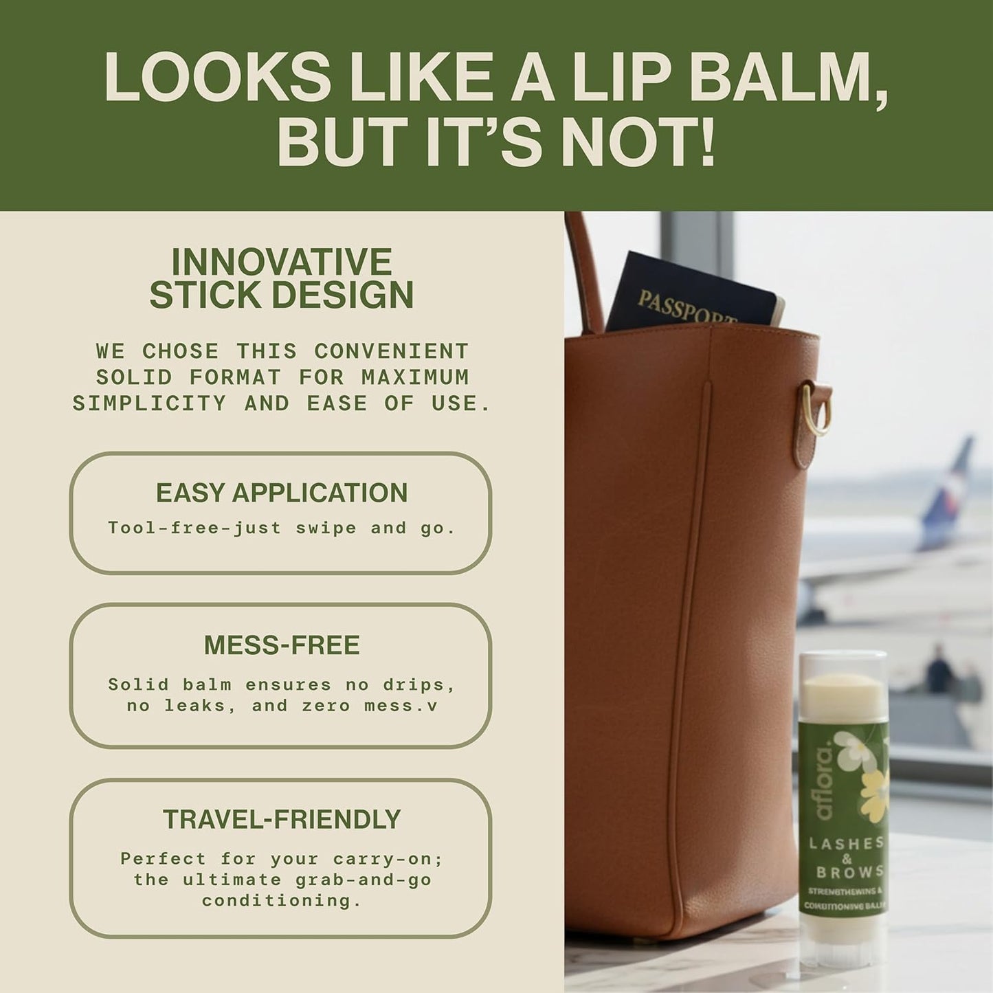 Aflora Castor Oil Botanical Stick for fuller, longer, and thicker lashes and brows.